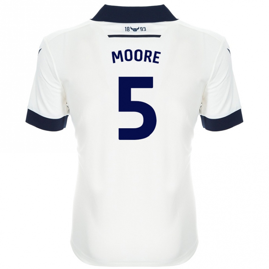 Enfant Football Maillot Elliott Moore #5 Blanc Bleu Marine Tenues Extérieur 2024/25 Canada