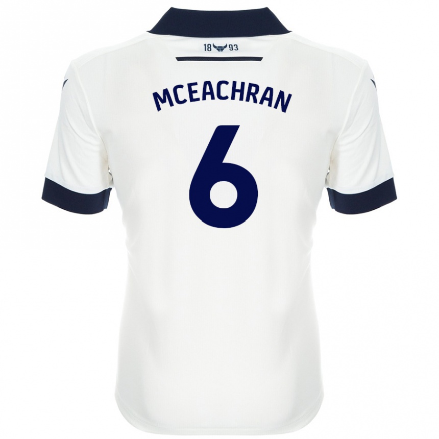 Enfant Football Maillot Josh Mceachran #6 Blanc Bleu Marine Tenues Extérieur 2024/25 Canada