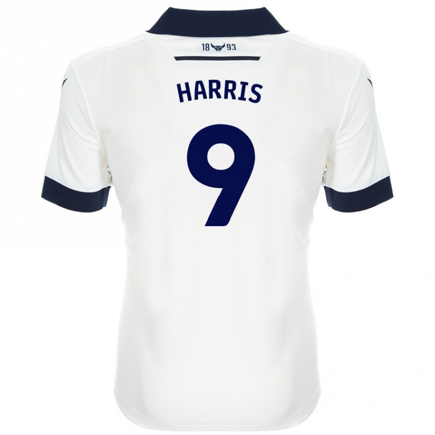 Enfant Football Maillot Mark Harris #9 Blanc Bleu Marine Tenues Extérieur 2024/25 Canada