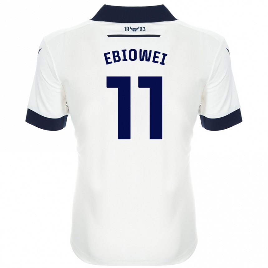 Kids Football Malcolm Ebiowei #11 White Navy Blue Away Jersey 2024/25 T-Shirt Canada