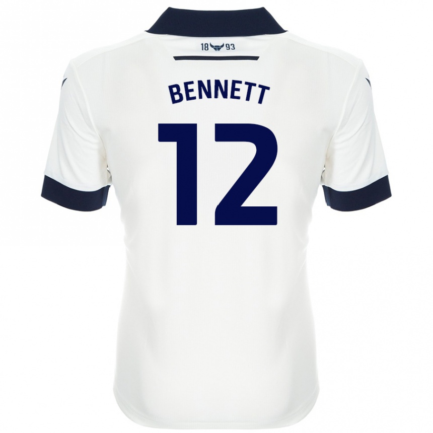 Enfant Football Maillot Joe Bennett #12 Blanc Bleu Marine Tenues Extérieur 2024/25 Canada