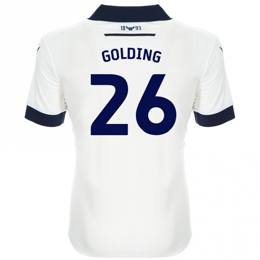 Enfant Football Maillot James Golding #26 Blanc Bleu Marine Tenues Extérieur 2024/25 Canada