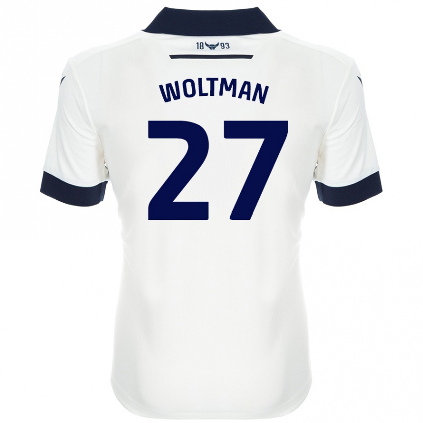 Enfant Football Maillot Max Woltman #27 Blanc Bleu Marine Tenues Extérieur 2024/25 Canada