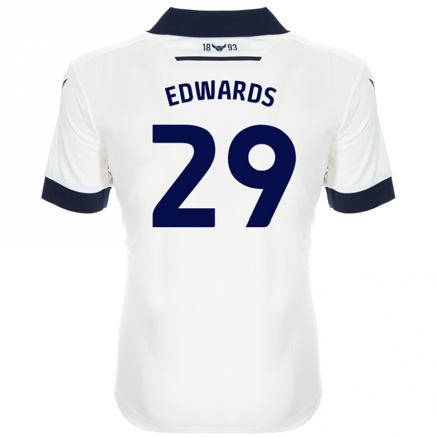 Enfant Football Maillot Kyle Edwards #29 Blanc Bleu Marine Tenues Extérieur 2024/25 Canada