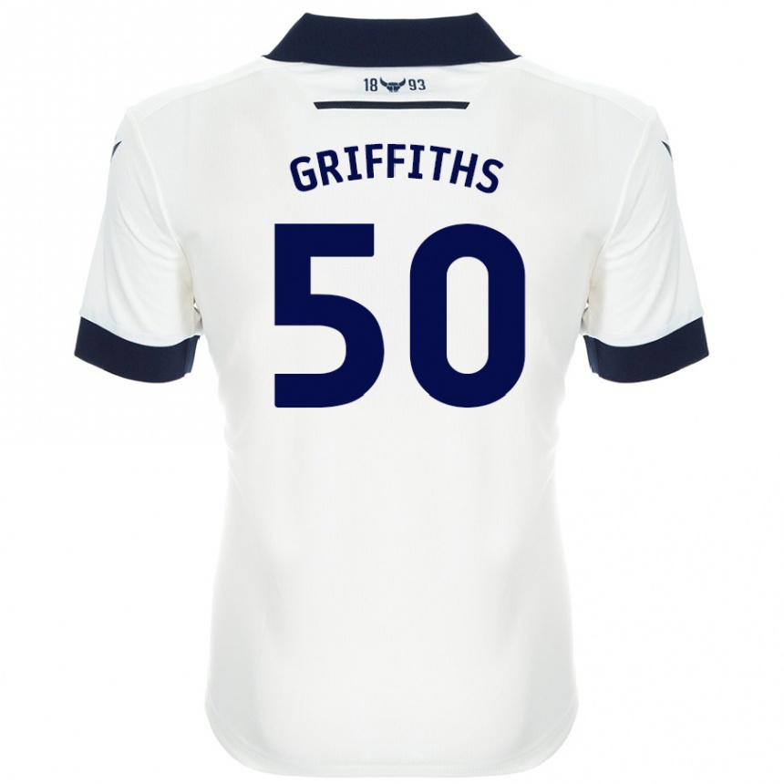 Enfant Football Maillot Louis Griffiths #50 Blanc Bleu Marine Tenues Extérieur 2024/25 Canada