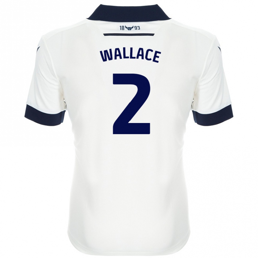 Enfant Football Maillot Emily Wallace #2 Blanc Bleu Marine Tenues Extérieur 2024/25 Canada