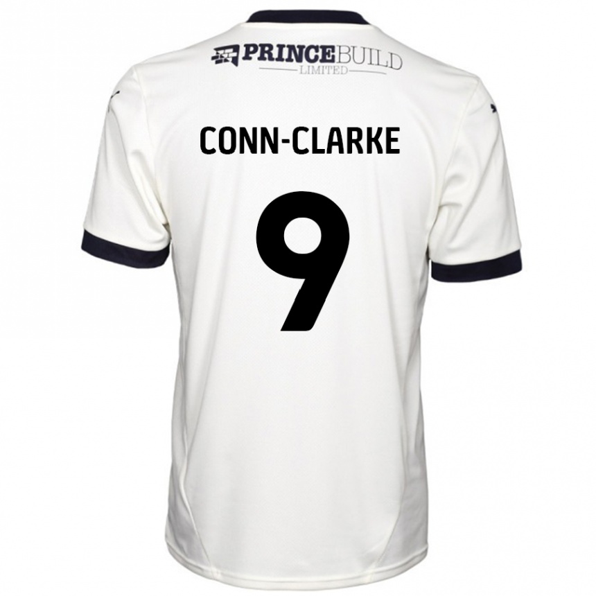 Kids Football Chris Conn-Clarke #9 Off White Black Away Jersey 2024/25 T-Shirt Canada