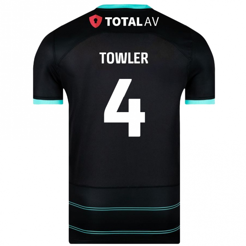 Enfant Football Maillot Ryley Towler #4 Noir Tenues Extérieur 2024/25 Canada