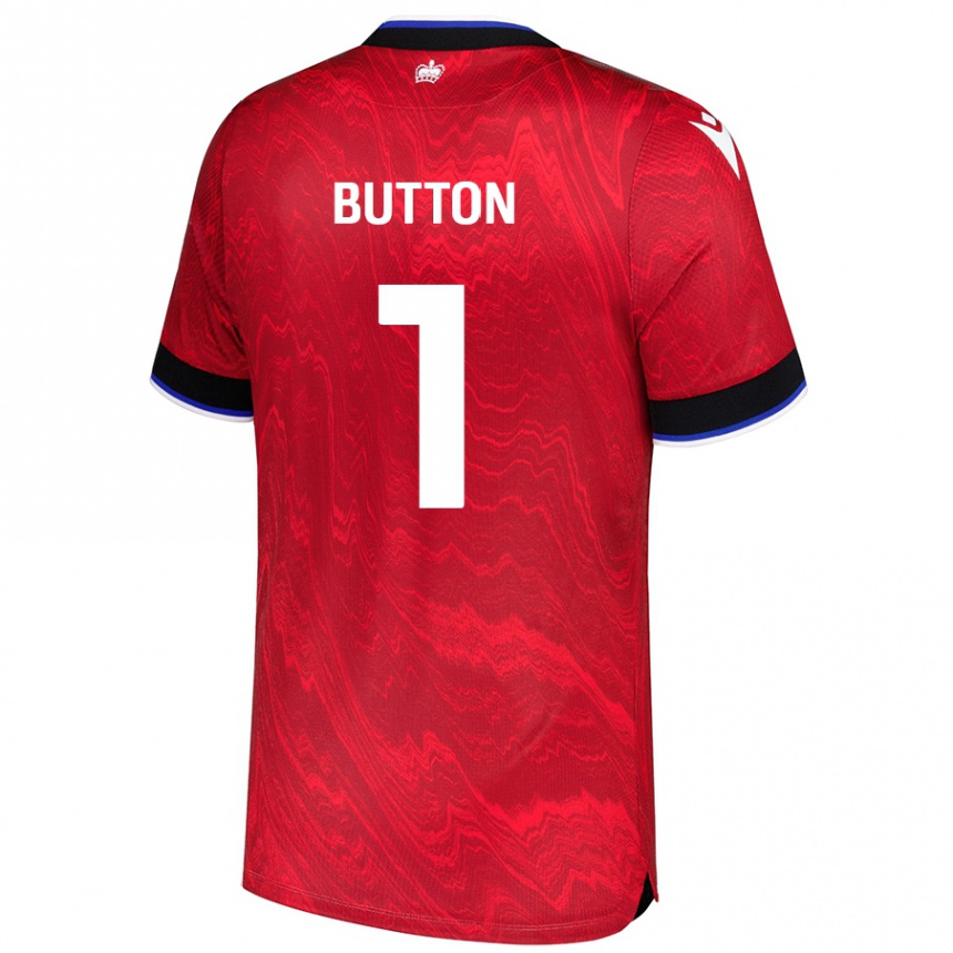 Kids Football David Button #1 Red Black Away Jersey 2024/25 T-Shirt Canada