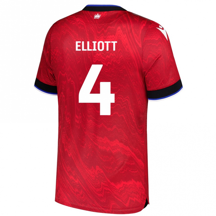 Kids Football Ben Elliott #4 Red Black Away Jersey 2024/25 T-Shirt Canada