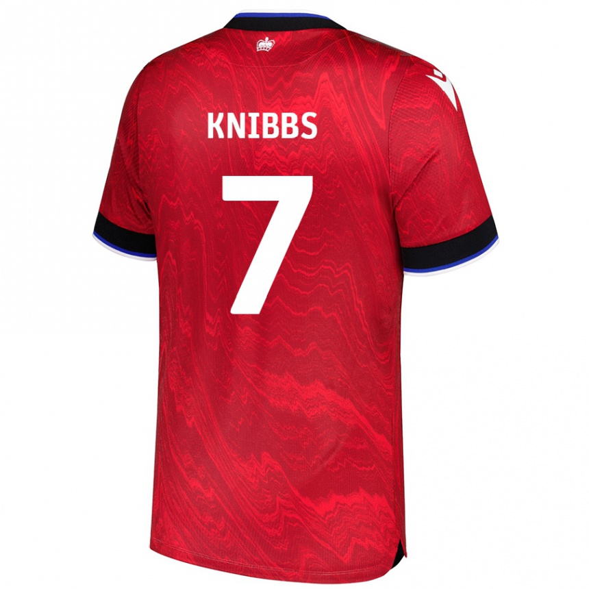 Kids Football Harvey Knibbs #7 Red Black Away Jersey 2024/25 T-Shirt Canada