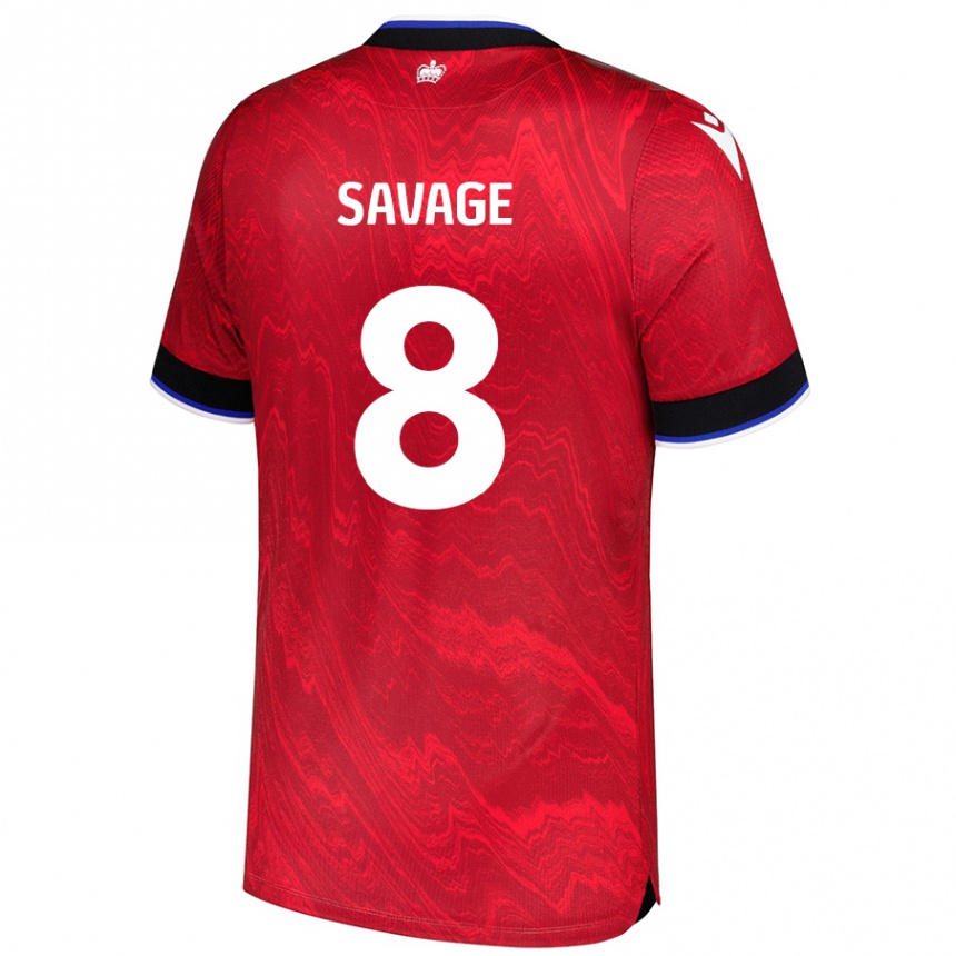 Kids Football Charlie Savage #8 Red Black Away Jersey 2024/25 T-Shirt Canada