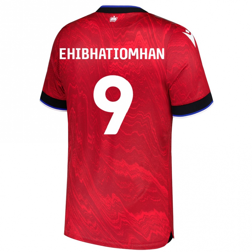 Kids Football Kelvin Ehibhatiomhan #9 Red Black Away Jersey 2024/25 T-Shirt Canada