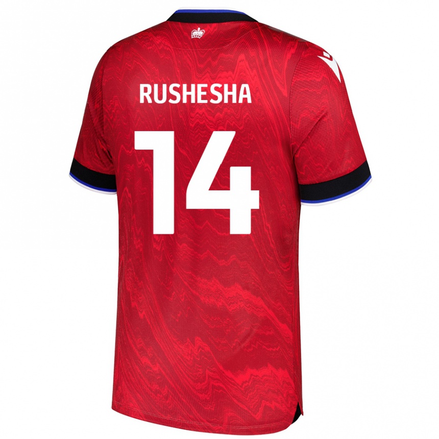 Kids Football Tivonge Rushesha #14 Red Black Away Jersey 2024/25 T-Shirt Canada