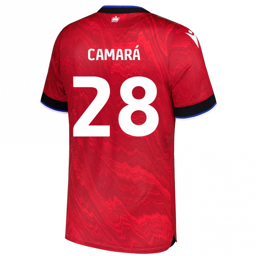 Kids Football Mamadi Camará #28 Red Black Away Jersey 2024/25 T-Shirt Canada