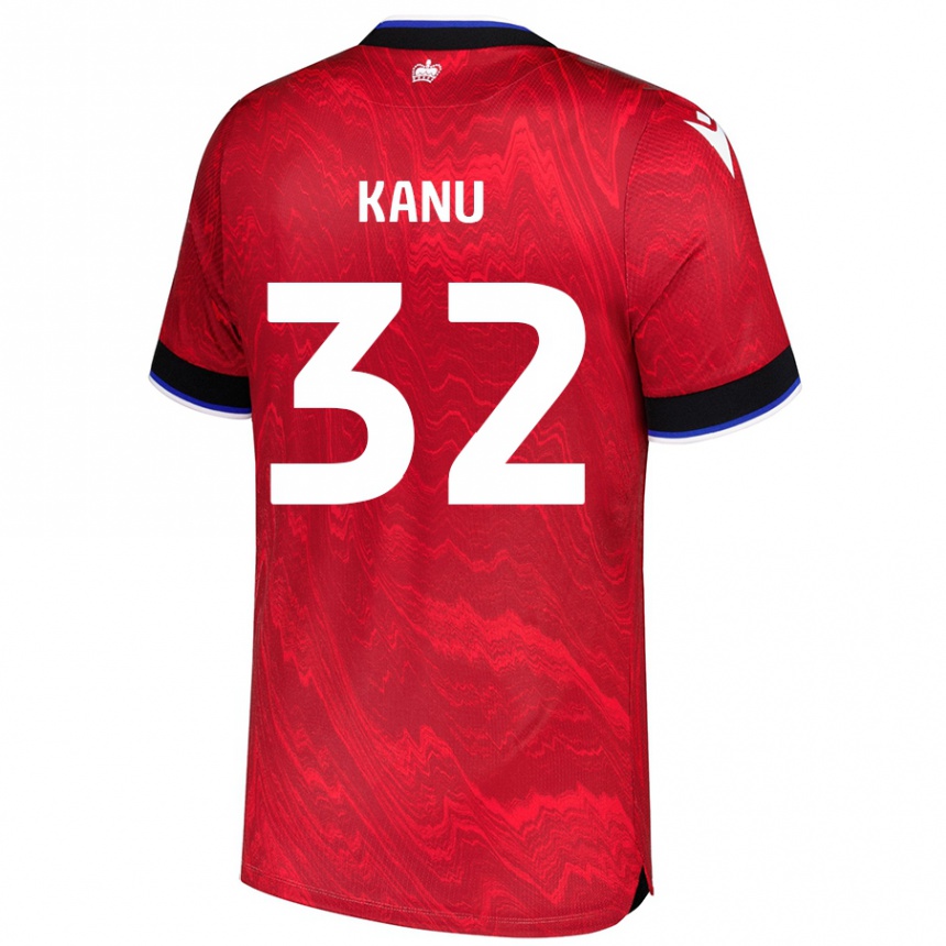 Kids Football Abraham Kanu #32 Red Black Away Jersey 2024/25 T-Shirt Canada