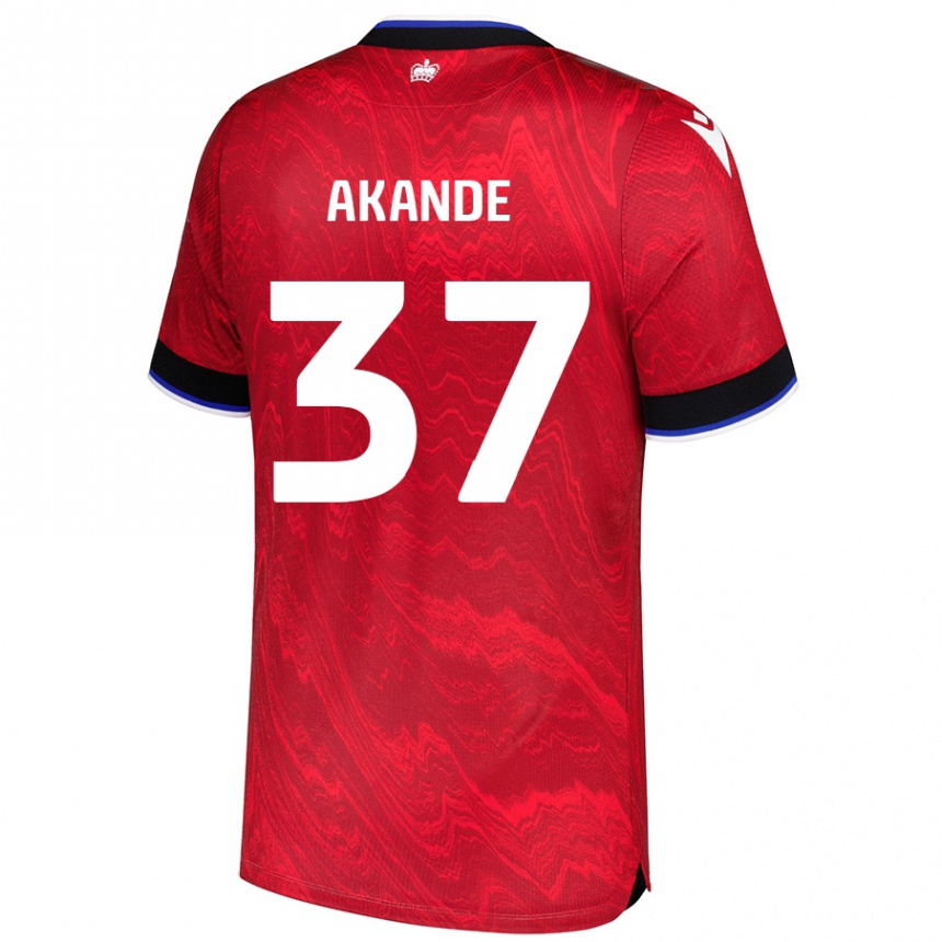 Kids Football Adrian Akande #37 Red Black Away Jersey 2024/25 T-Shirt Canada