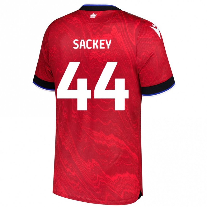 Kids Football Tyler Sackey #44 Red Black Away Jersey 2024/25 T-Shirt Canada