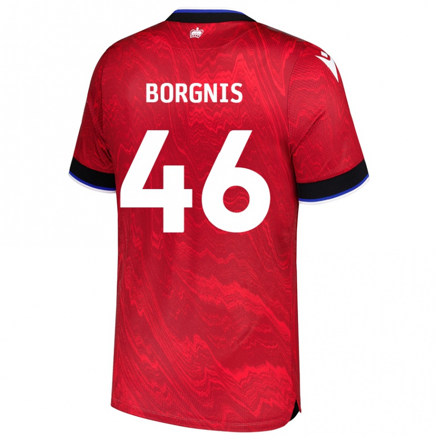 Kids Football Jacob Borgnis #46 Red Black Away Jersey 2024/25 T-Shirt Canada