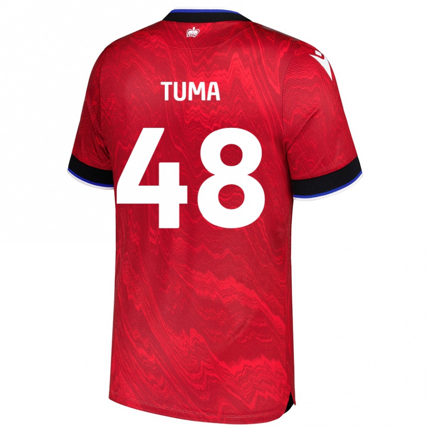 Kids Football Basil Tuma #48 Red Black Away Jersey 2024/25 T-Shirt Canada