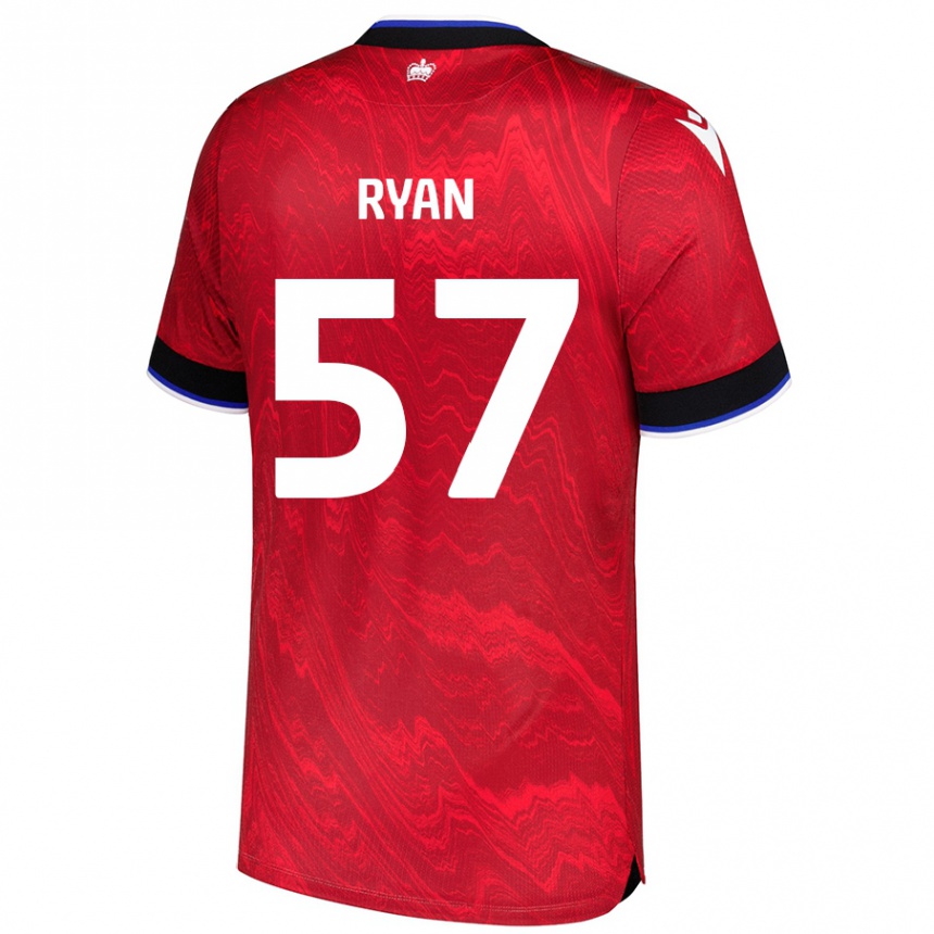 Kids Football John Ryan #57 Red Black Away Jersey 2024/25 T-Shirt Canada