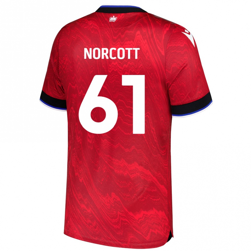 Kids Football Tom Norcott #61 Red Black Away Jersey 2024/25 T-Shirt Canada