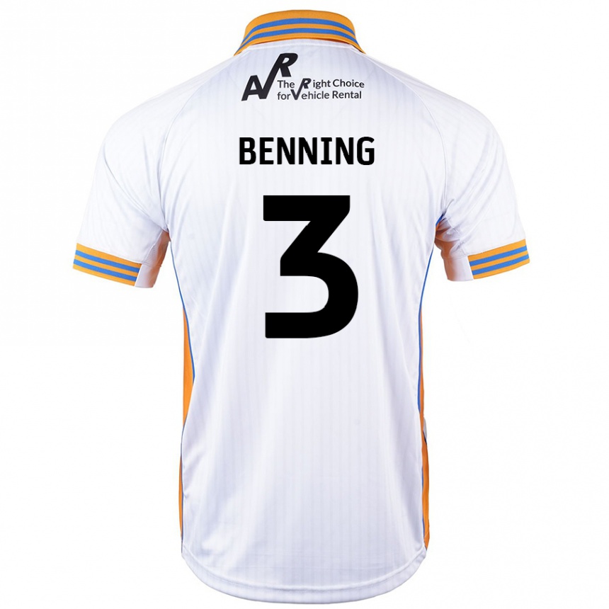 Kids Football Mal Benning #3 White Away Jersey 2024/25 T-Shirt Canada