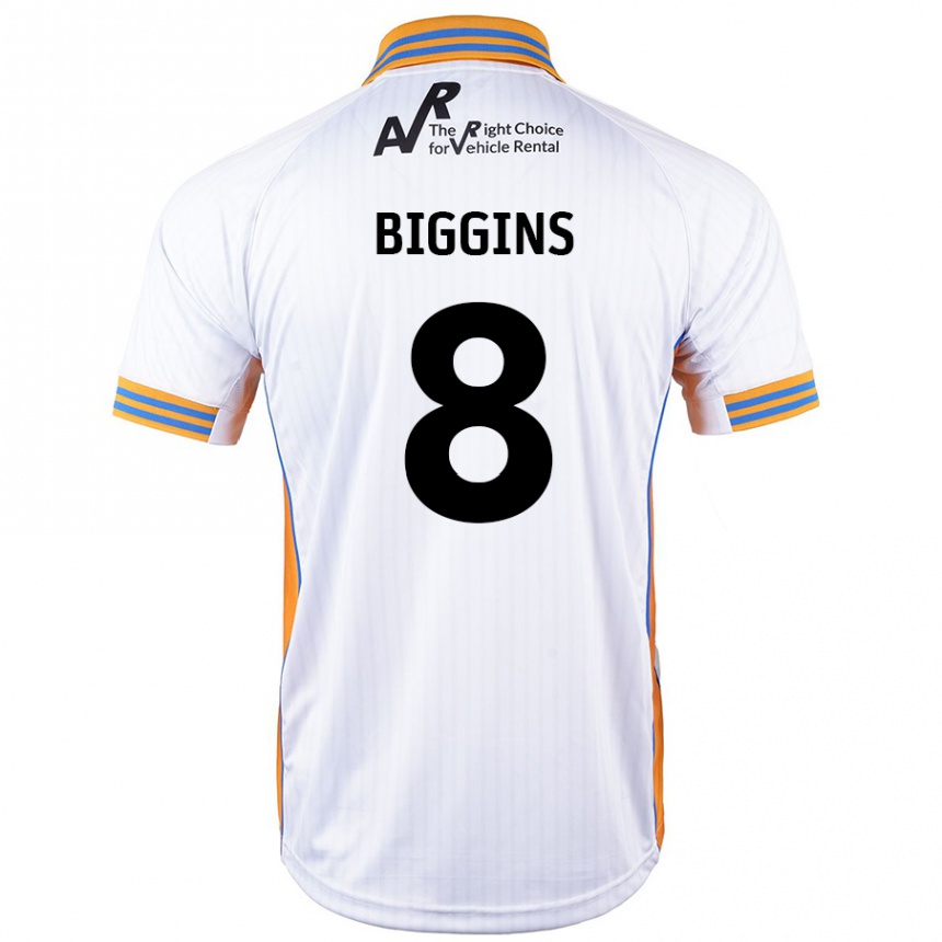 Kids Football Harrison Biggins #8 White Away Jersey 2024/25 T-Shirt Canada