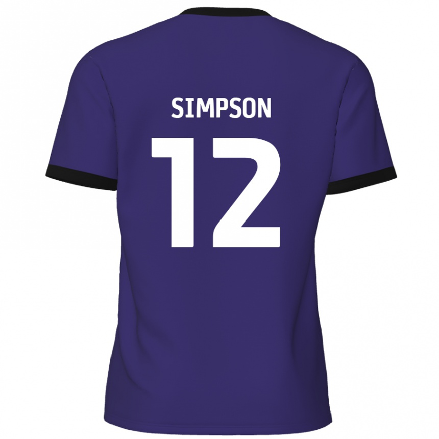 Kids Football Tyreece Simpson #12 Purple Away Jersey 2024/25 T-Shirt Canada