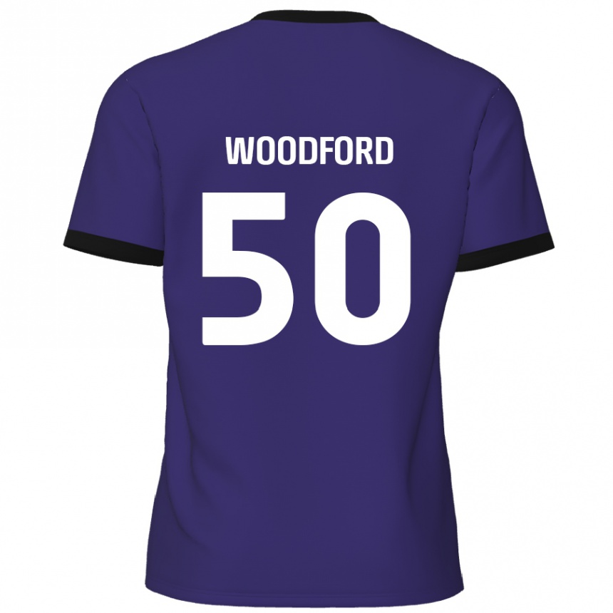 Kids Football Max Woodford #50 Purple Away Jersey 2024/25 T-Shirt Canada