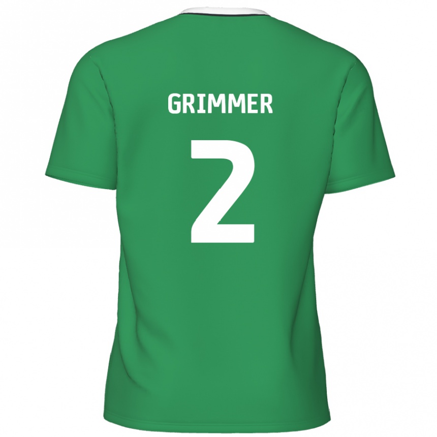 Kids Football Jack Grimmer #2 Green White Stripes Away Jersey 2024/25 T-Shirt Canada