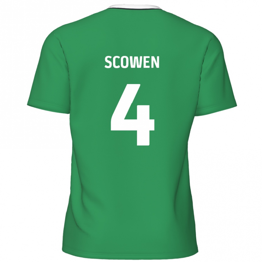 Kids Football Josh Scowen #4 Green White Stripes Away Jersey 2024/25 T-Shirt Canada