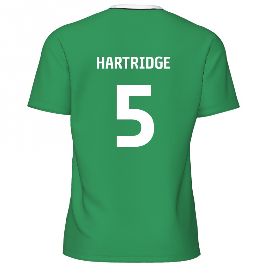 Kids Football Alex Hartridge #5 Green White Stripes Away Jersey 2024/25 T-Shirt Canada