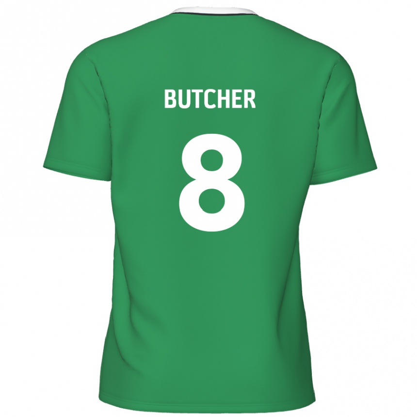 Kids Football Matt Butcher #8 Green White Stripes Away Jersey 2024/25 T-Shirt Canada