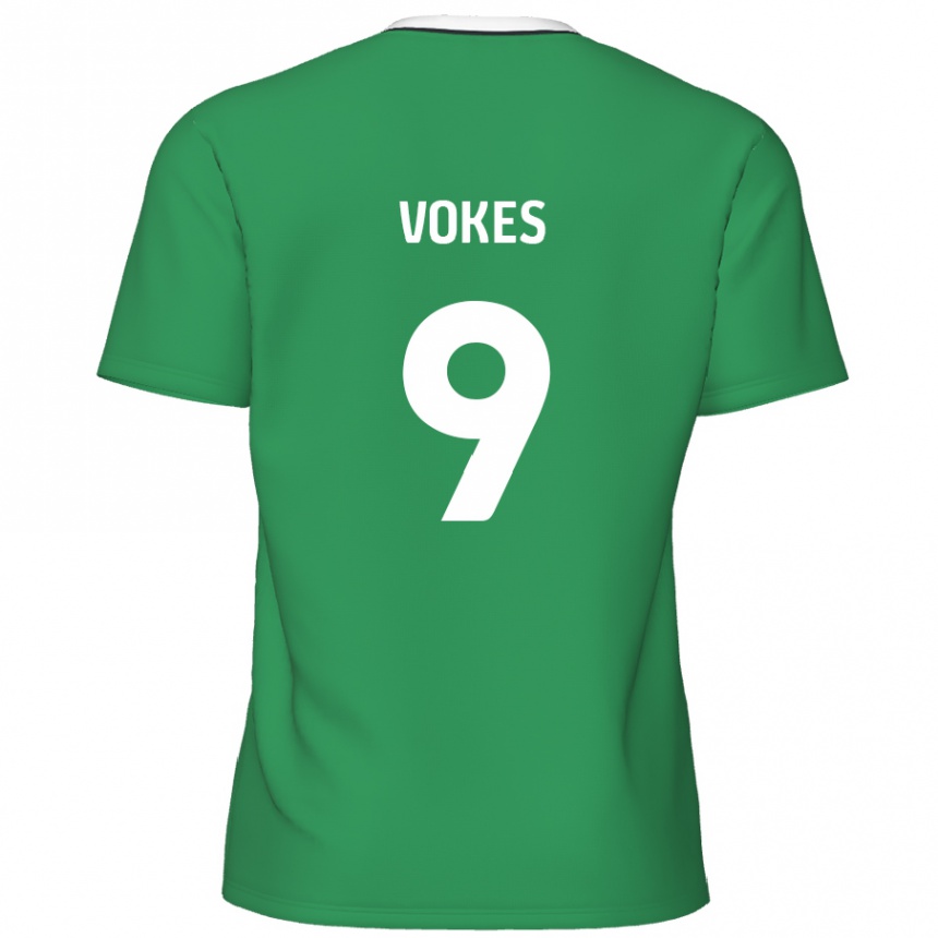 Kids Football Sam Vokes #9 Green White Stripes Away Jersey 2024/25 T-Shirt Canada