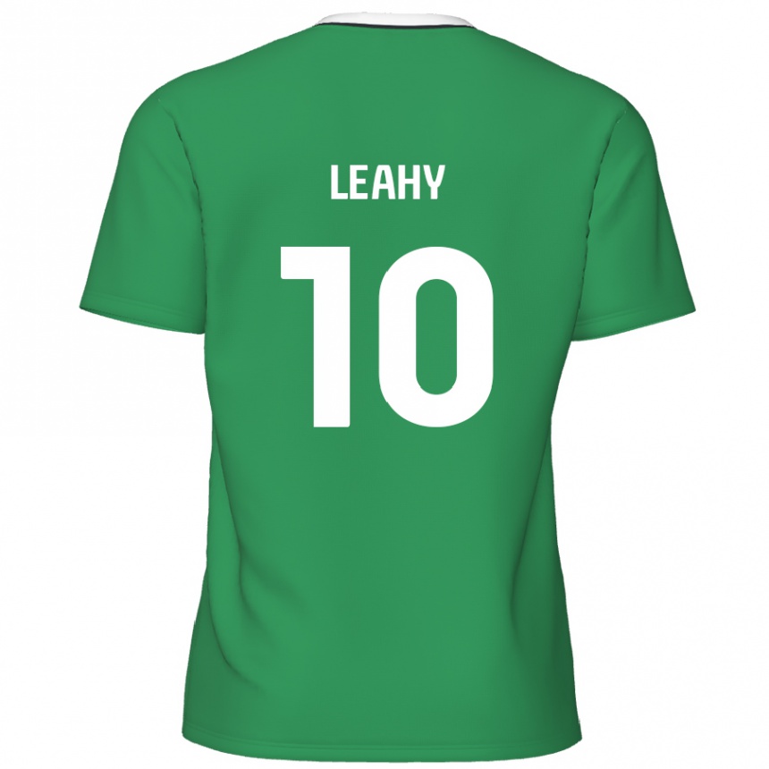 Kids Football Luke Leahy #10 Green White Stripes Away Jersey 2024/25 T-Shirt Canada