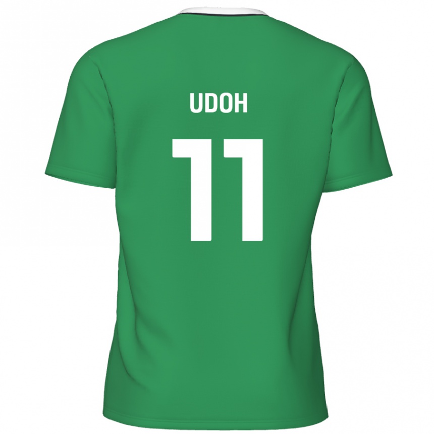 Kids Football Daniel Udoh #11 Green White Stripes Away Jersey 2024/25 T-Shirt Canada