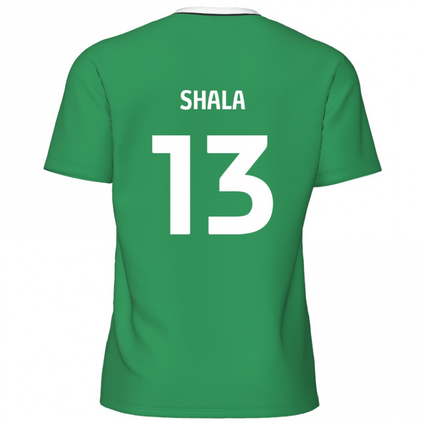 Kids Football Laurence Shala #13 Green White Stripes Away Jersey 2024/25 T-Shirt Canada