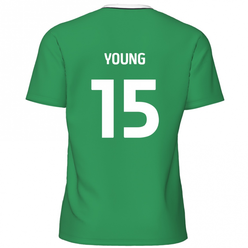 Kids Football Jack Young #15 Green White Stripes Away Jersey 2024/25 T-Shirt Canada