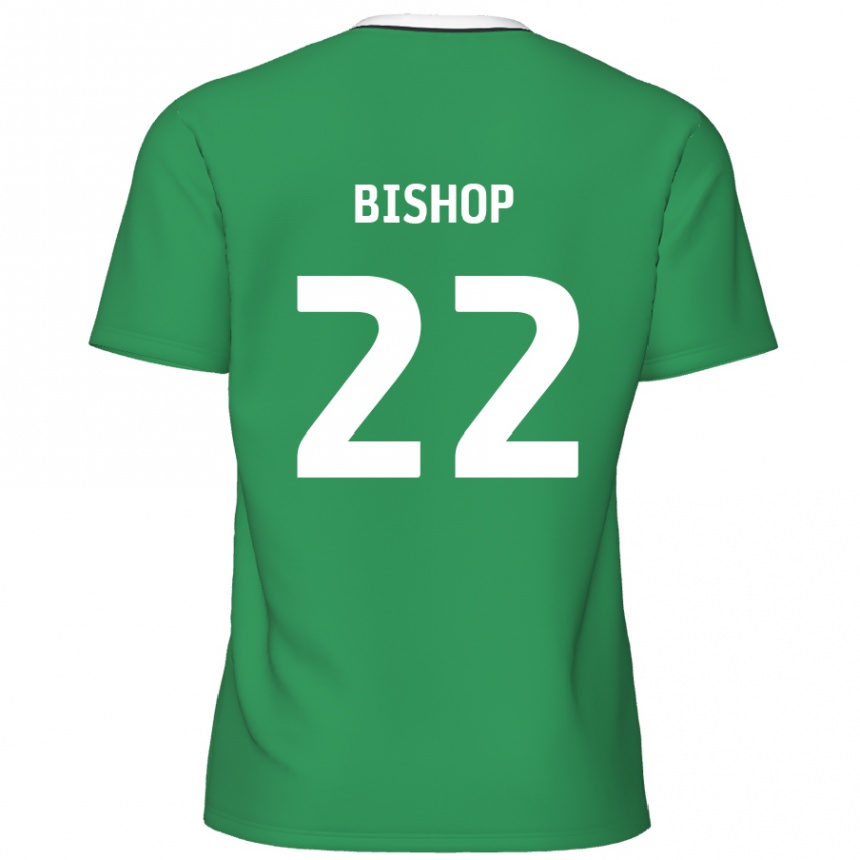 Kids Football Nathan Bishop #22 Green White Stripes Away Jersey 2024/25 T-Shirt Canada