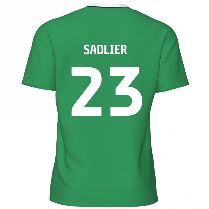 Kids Football Kieran Sadlier #23 Green White Stripes Away Jersey 2024/25 T-Shirt Canada