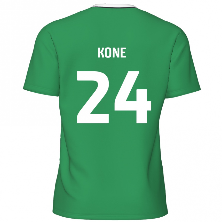 Kids Football Richard Kone #24 Green White Stripes Away Jersey 2024/25 T-Shirt Canada