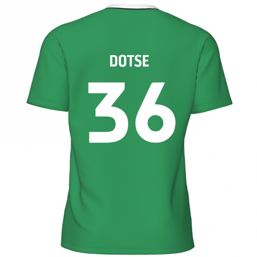 Kids Football Jahiem Dotse #36 Green White Stripes Away Jersey 2024/25 T-Shirt Canada