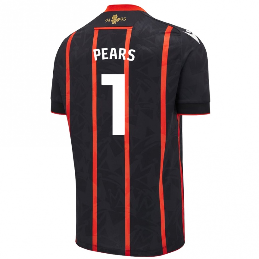 Kids Football Aynsley Pears #1 Black Red Away Jersey 2024/25 T-Shirt Canada