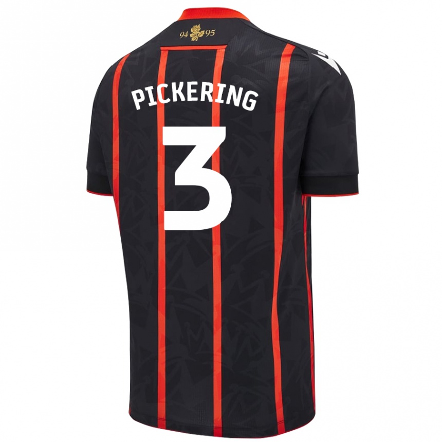 Kids Football Harry Pickering #3 Black Red Away Jersey 2024/25 T-Shirt Canada