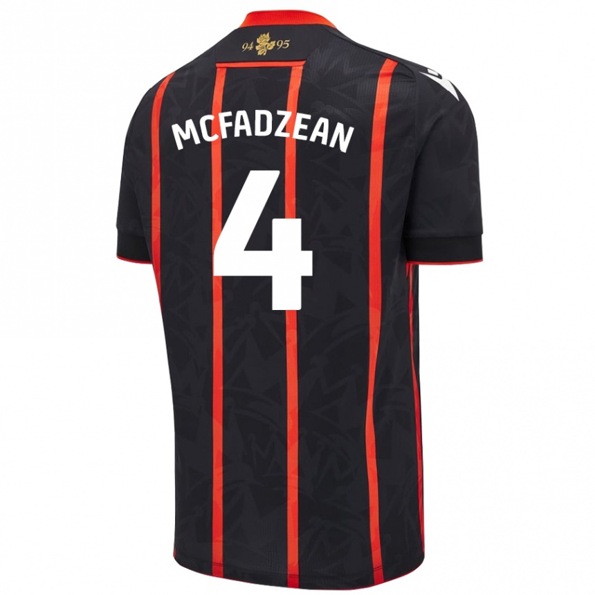 Kids Football Kyle Mcfadzean #4 Black Red Away Jersey 2024/25 T-Shirt Canada