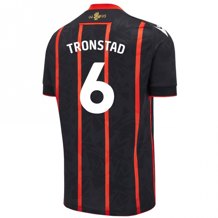 Kids Football Sondre Tronstad #6 Black Red Away Jersey 2024/25 T-Shirt Canada