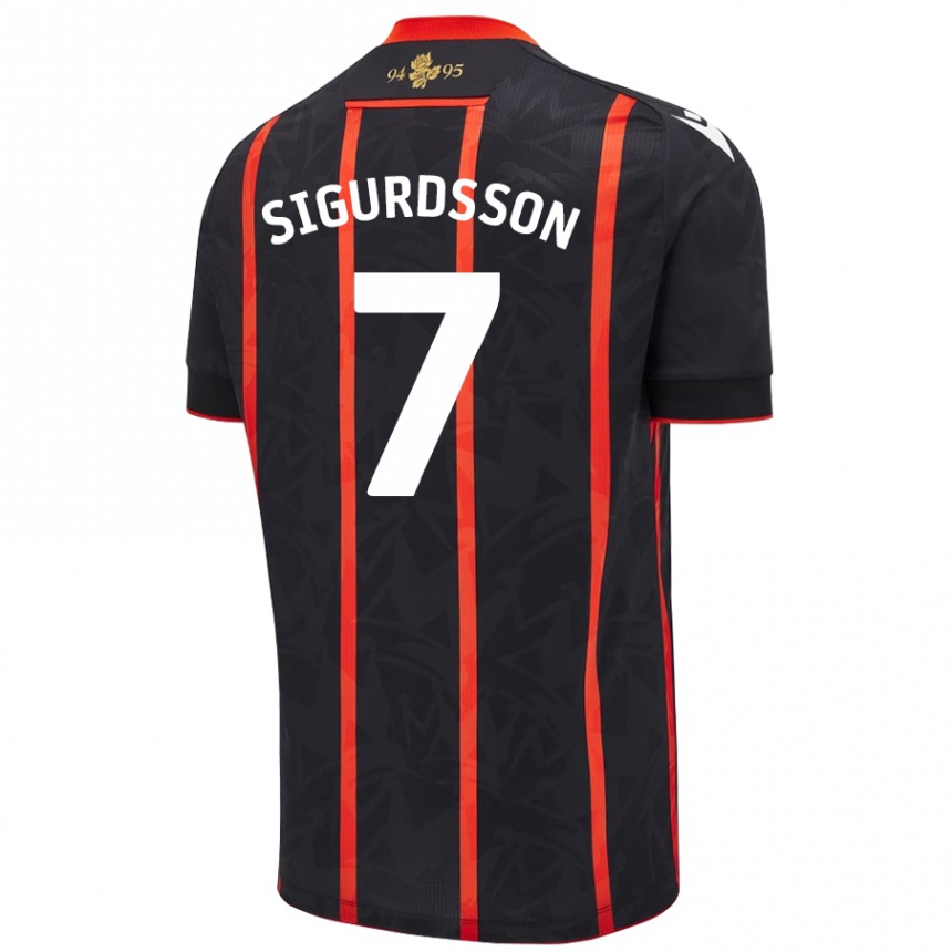 Kids Football Arnór Sigurdsson #7 Black Red Away Jersey 2024/25 T-Shirt Canada