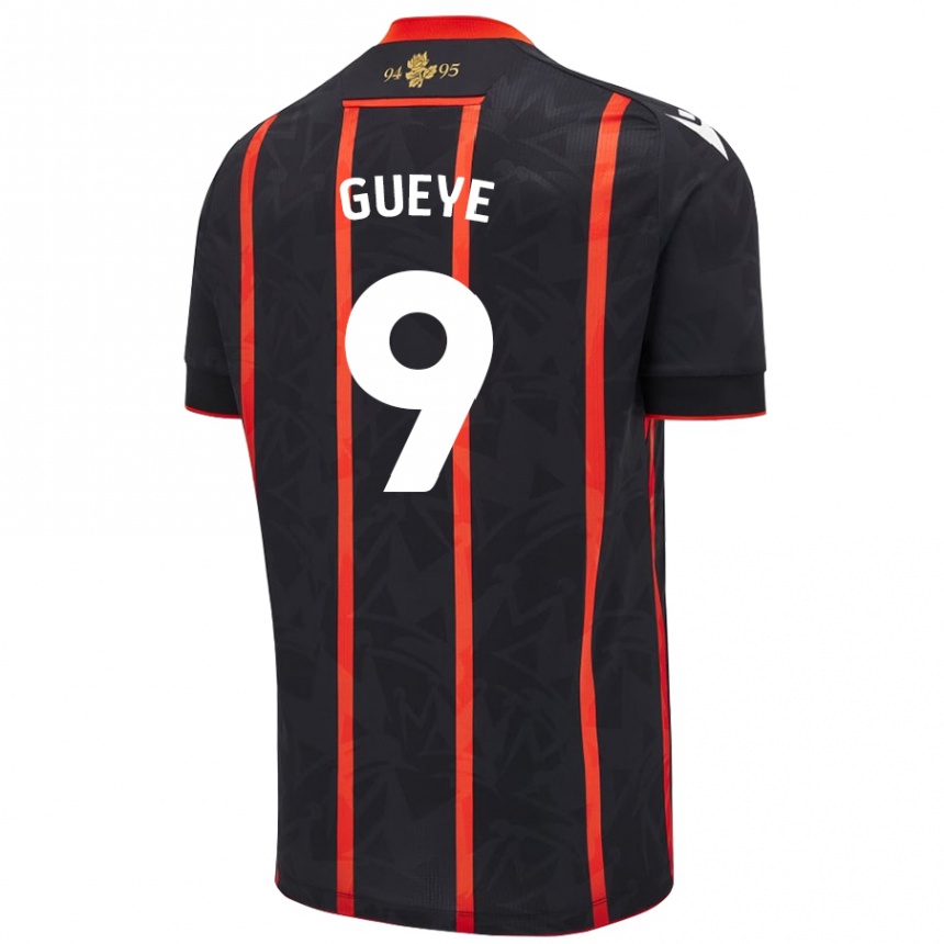 Kids Football Makhtar Gueye #9 Black Red Away Jersey 2024/25 T-Shirt Canada