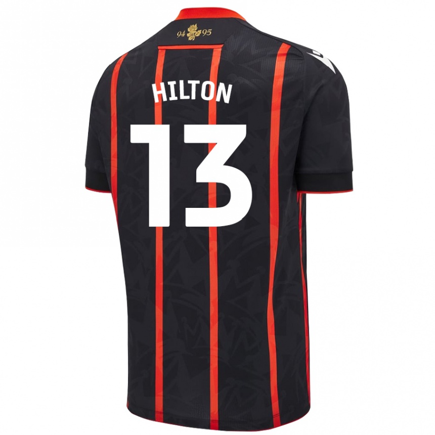 Kids Football Joe Hilton #13 Black Red Away Jersey 2024/25 T-Shirt Canada